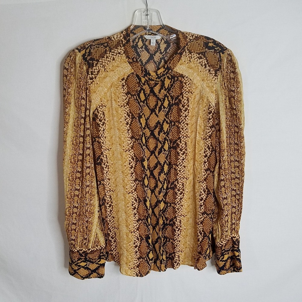 Joie Womens 100% Viscose Snake Animal Print Button Front L/S Shirt Size Small